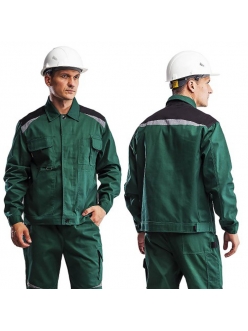 Куртка мужская Алатау (зеленый/черный) Саржа, хлопок 100%, пл. 250 г/м², ВО