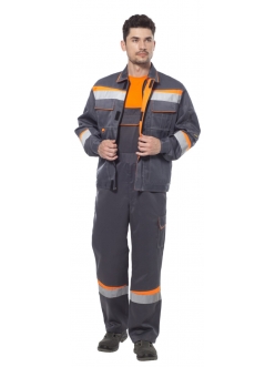 Костюм Комфорт 2 ткань 210 г/м², 70%ПЭ+30%ХБ, ВО, Gerda (куртка/пк; оранжевый/серый)