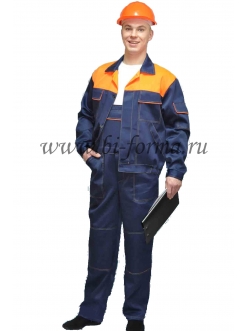 Костюм рабочий Строитель куртка/пк т.синий с оранж.