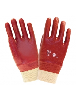 Перчатки МБС с ПВХ с покрытием красные "Гранат"